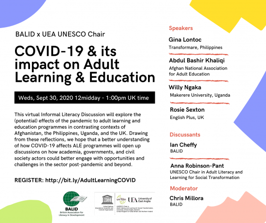 Invitation to a webinar on “COVID-19 and its impact on Adult Education and Learning”