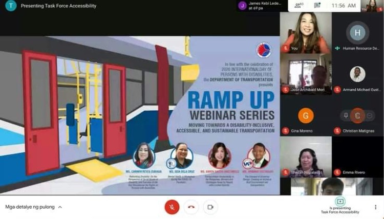 Sagun-Ongtangco of Occupational Therapy talks about transport accessibility for PWDs in DoTr webinar