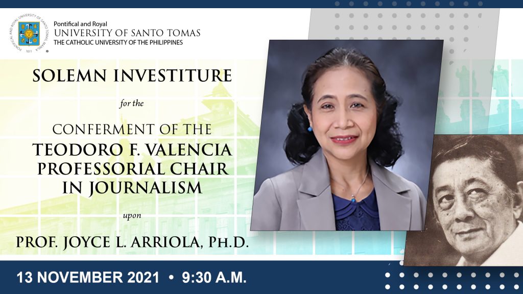 Arriola of Arts and Letters is holder of Teodoro F. Valencia Professorial Chair in Journalism