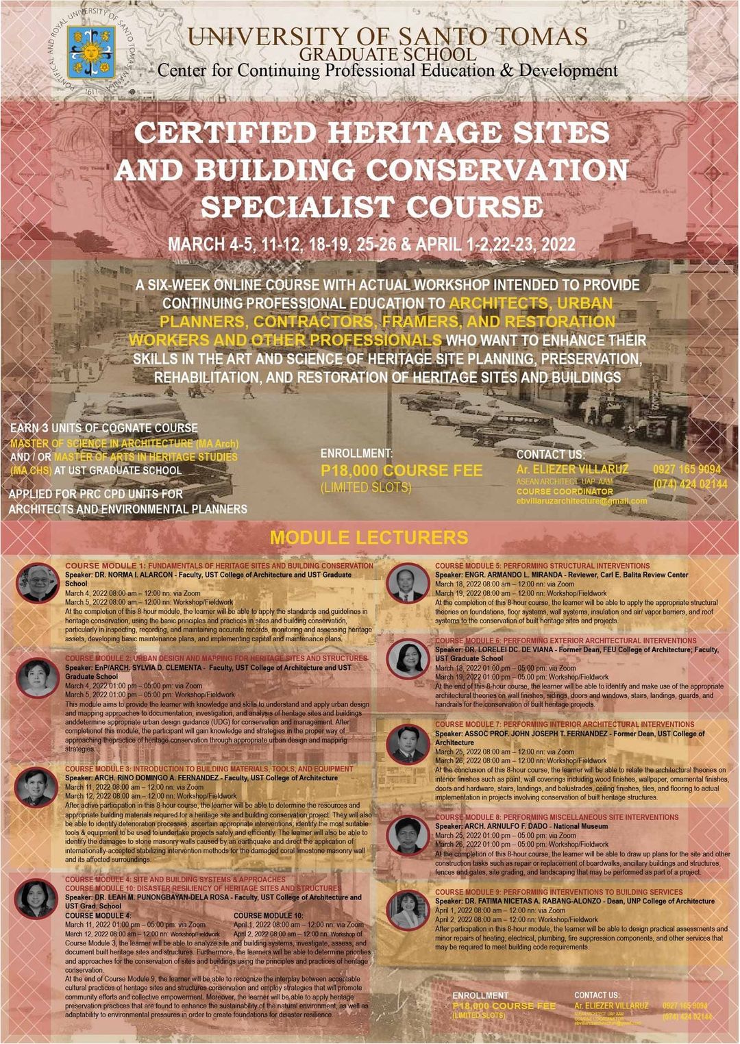 Certified Heritage Sites and Buildings Conservation Specialist Course