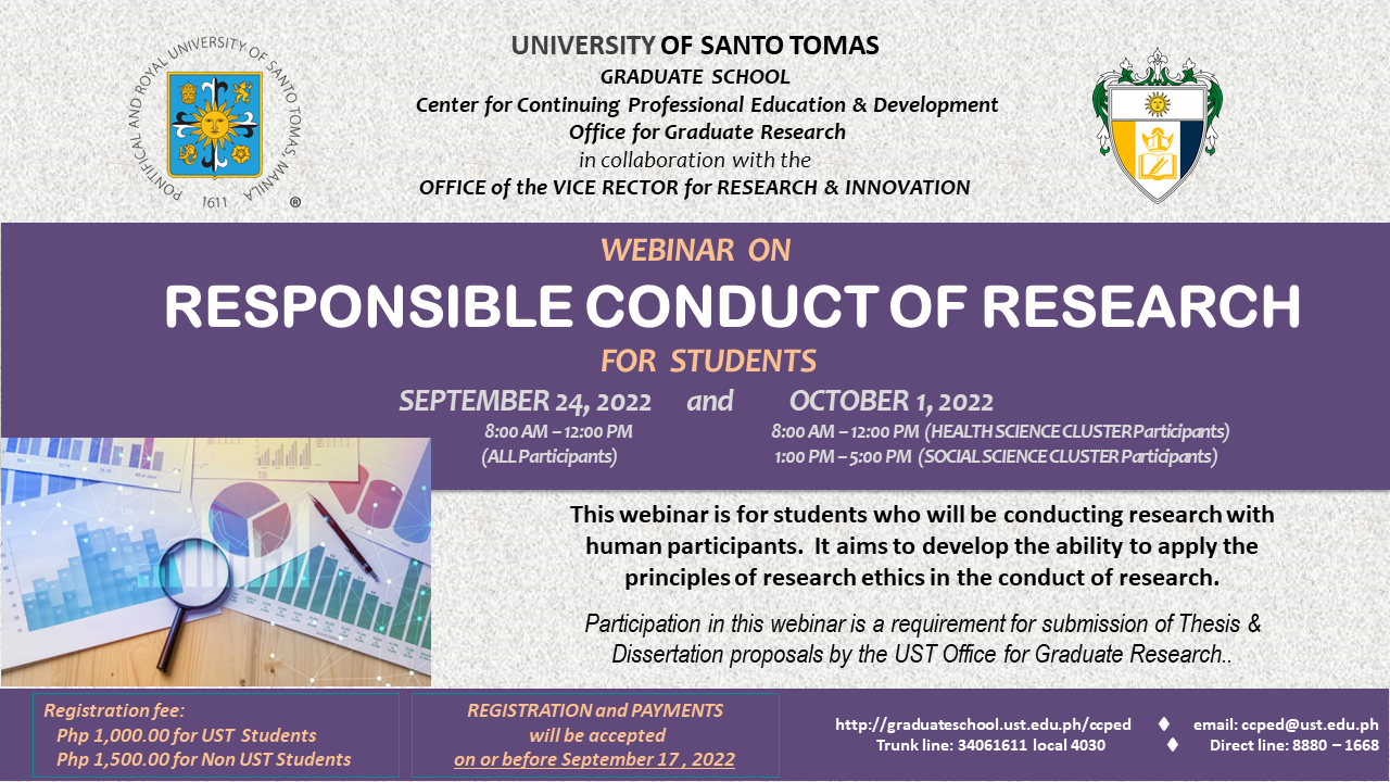 Webinar  on RESPONSIBLE CONDUCT OF RESEARCH for STUDENTS