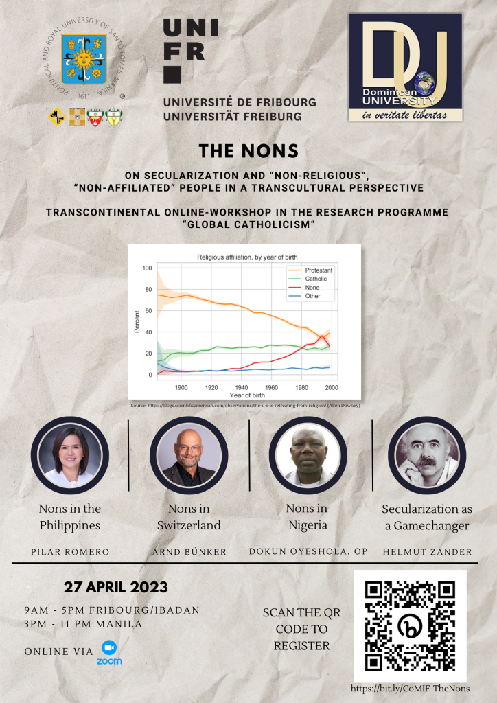 University of Santo Tomas’ (Manila) CTRSE, Faculty of Theology and IR will hold an online workshop on ‘The Nons’ in collaboration with the Dominican University of Ibadan, Nigeria and University of Fribourg, Switzerland