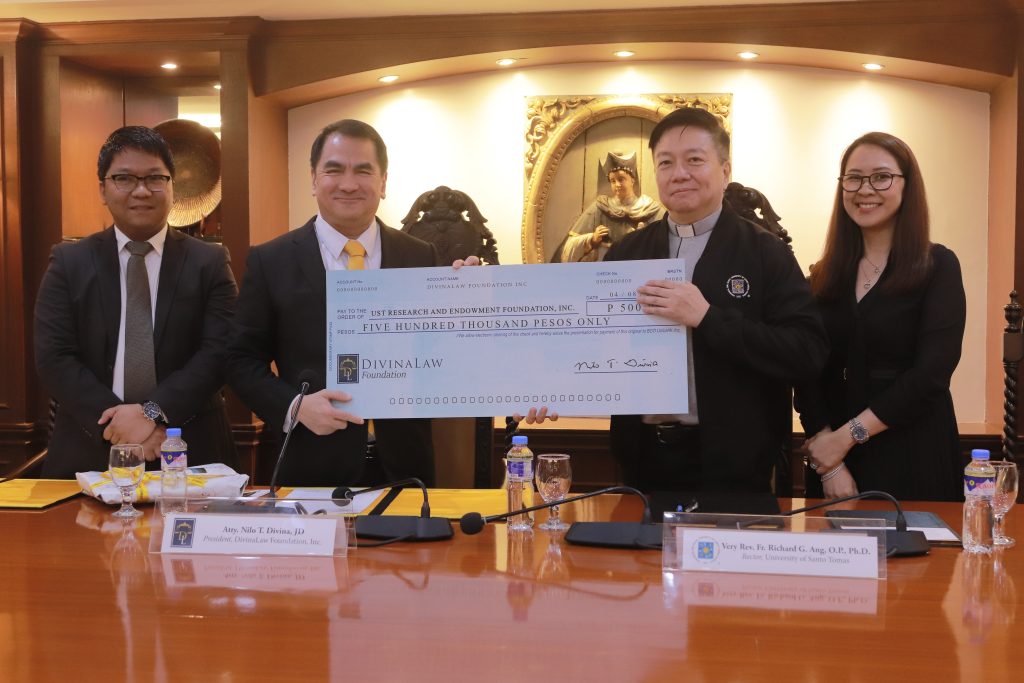 UST gets support from DivinaLaw Foundation for doctorate, master’s degrees of Civil Law faculty