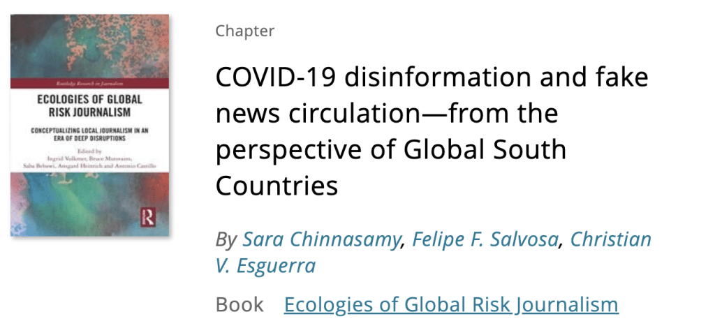 Global South countries’ experience of COVID-19 disinformation, fake news circulation given focus in latest Routledge book chapter