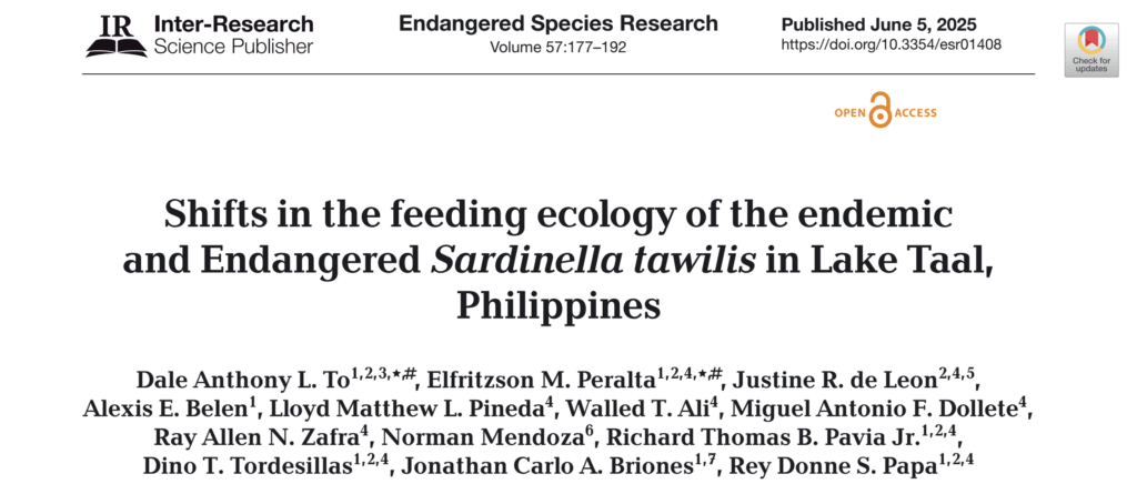 New study uncovers tawilis feeding ecology affected by Taal Volcano eruptions